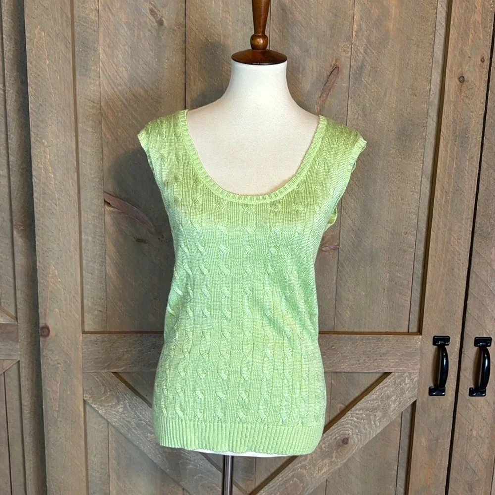 Lauren Ralph Lauren lime green cable knit sweater vest Size Large